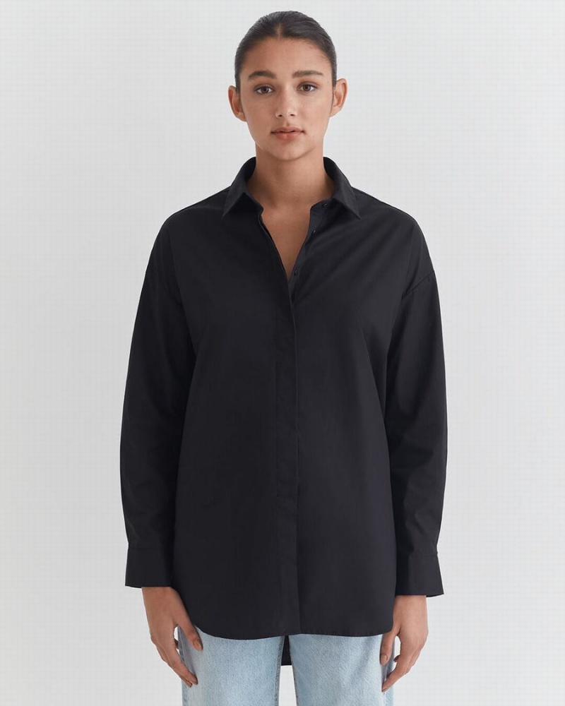 Camisas Cuyana Poplin Oversized Mujer Negras | ZCF1655DD